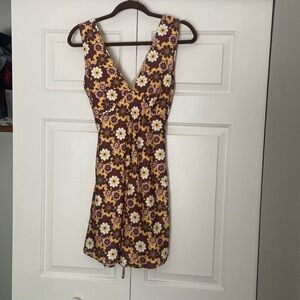 Peppermayo brown floral tie dress in size 2